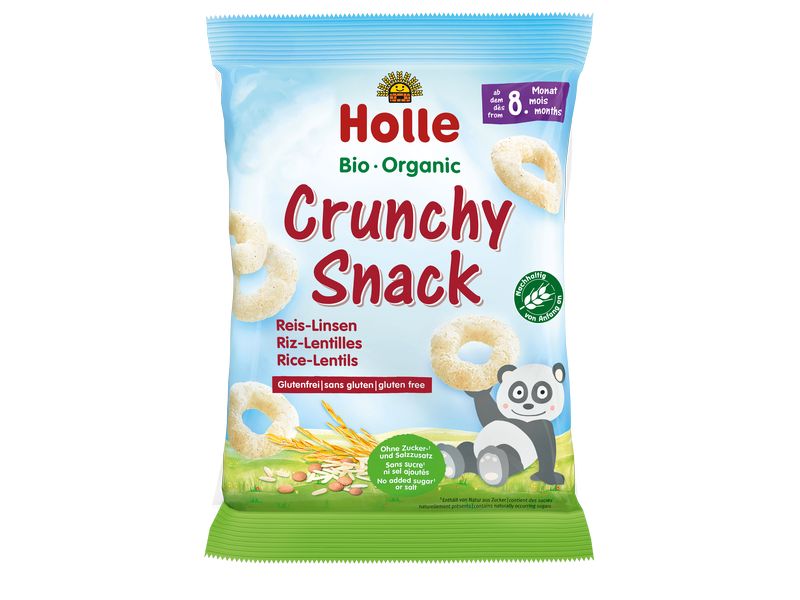 HOLLE Knabberspass Bio-Crunchy Snack Reis-Linsen, 25g Kindersnack Bio-Crunchy