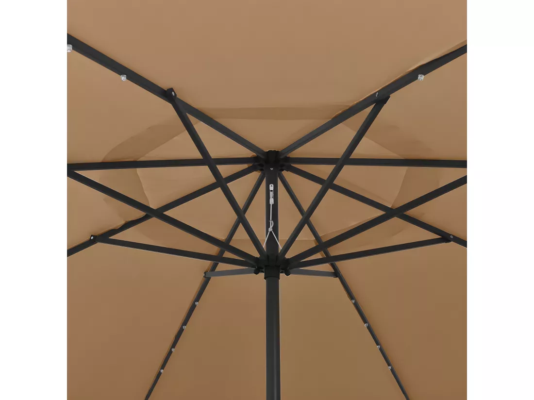 Parasol d'extérieur avec LED et mât en métal 400 cm Taupe