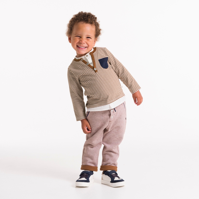 T-shirt tunisien rayé marron bébé garçon