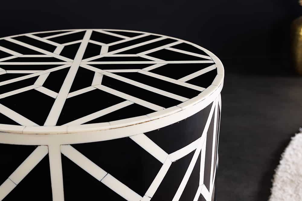 Beistelltisch HARMONY NATURE 45cm rund schwarz weiß Mosaik Kunsthandwerk