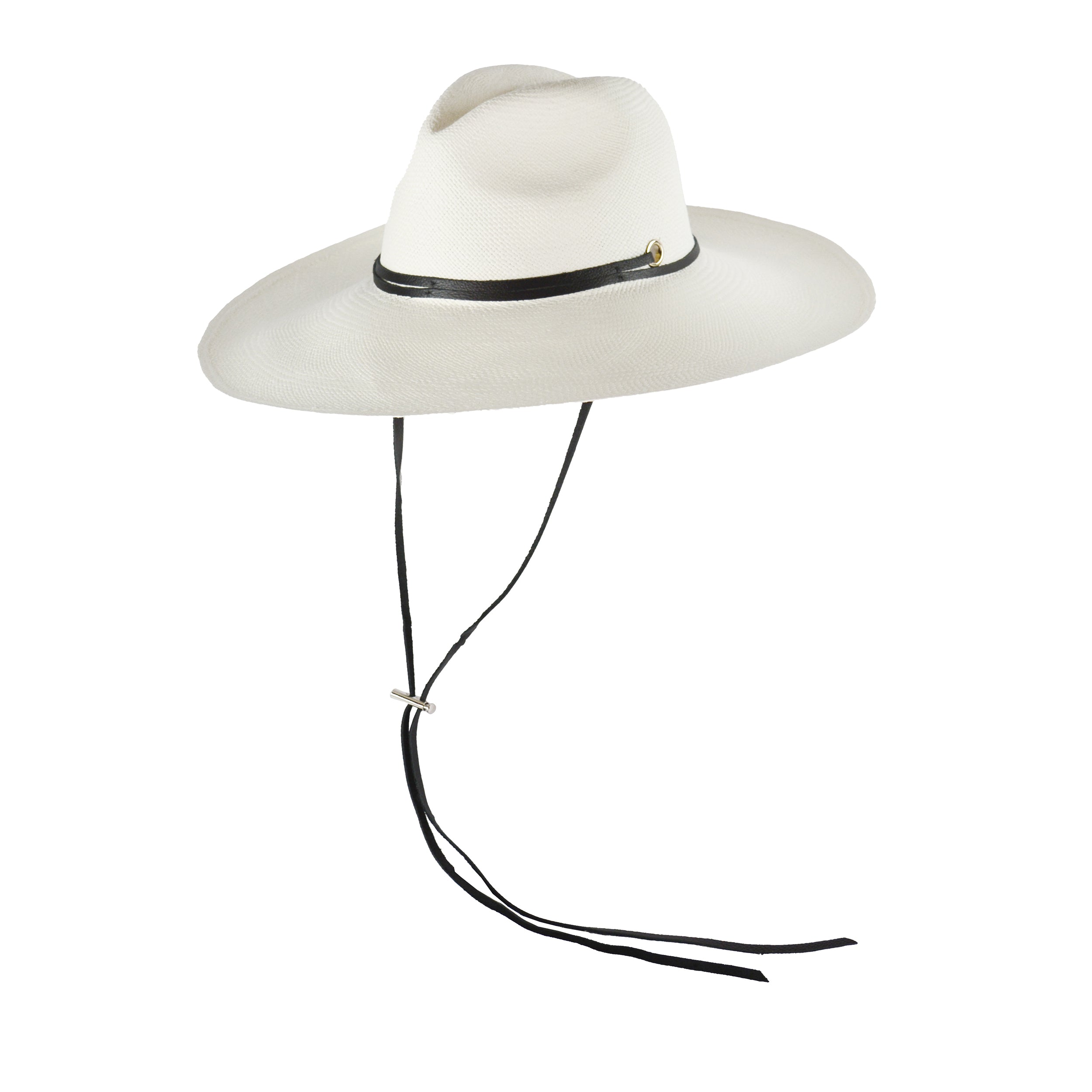 Chapeau Panama à longs bords avec bandeau en cuir