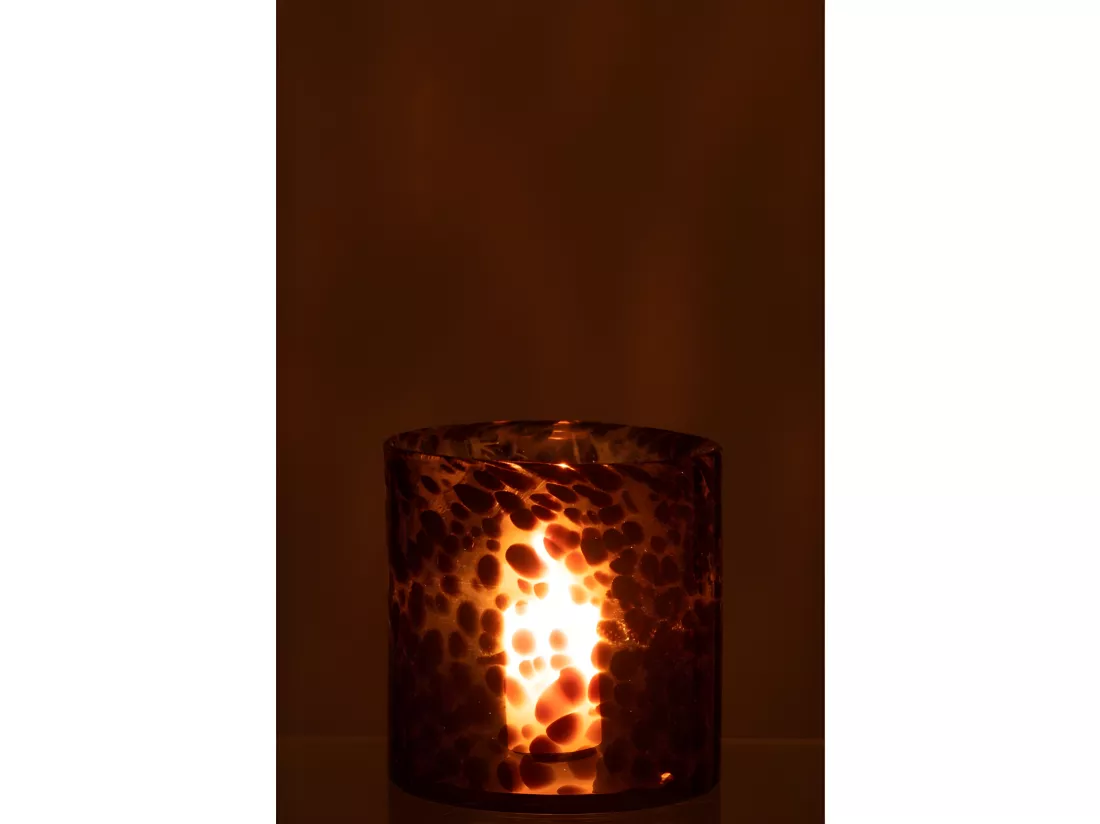 Photophore en verre marron 18x18x18 cm