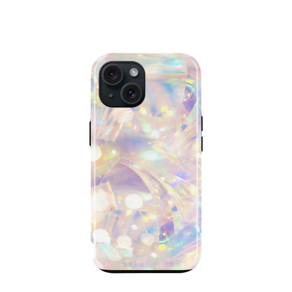 iPhone 15 Hybrid (Kunststoff / Gummi) Hülle Kristall Lichtspiel - Versch. Farben