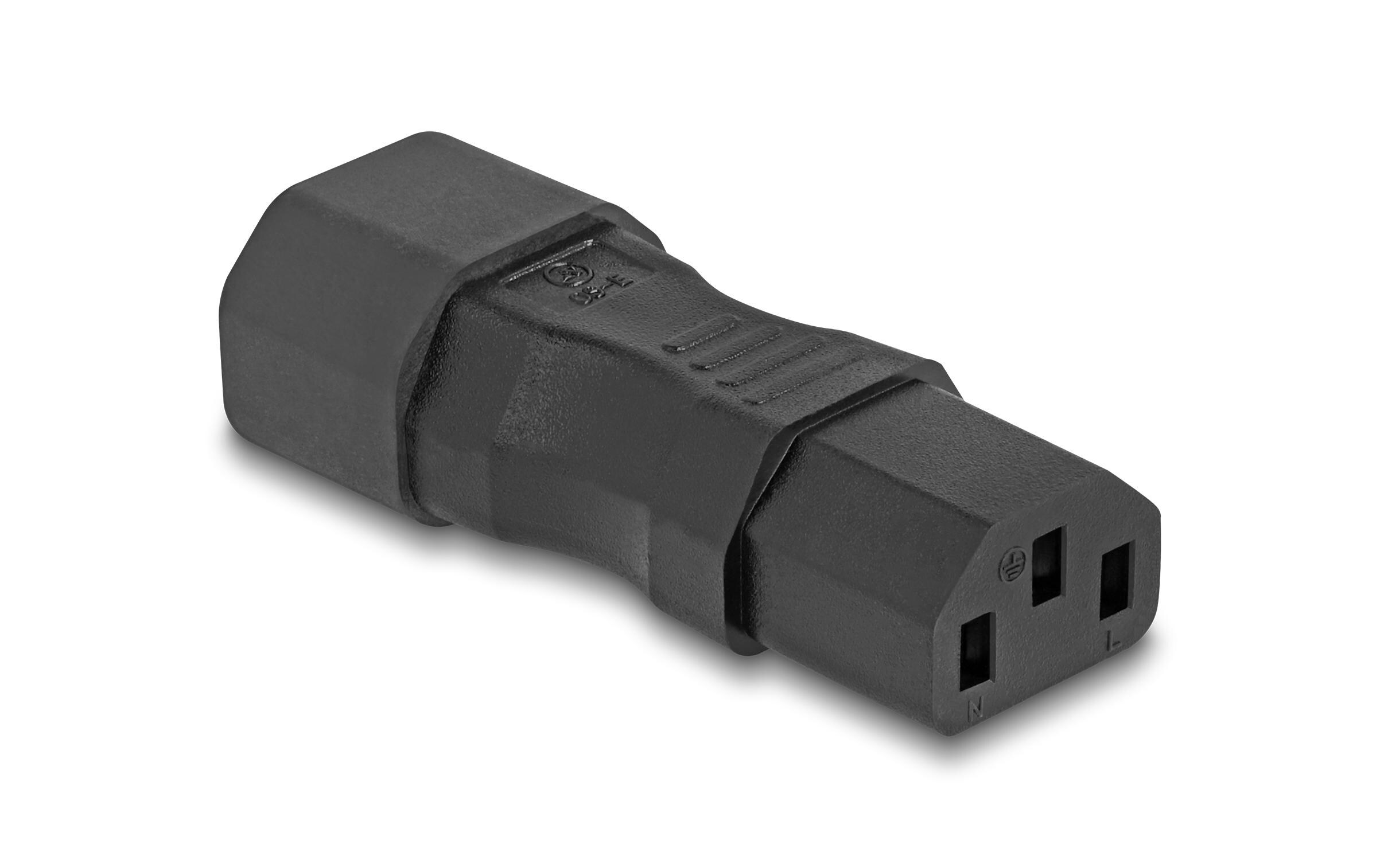 Adapterstecker IEC60320 C13 - C14, geradeDelock Netzadapter IEC 60320 - C14 auf C13, Stecker / Buchse, 10 A, gerade