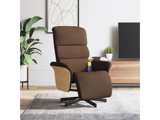 Fauteuil inclinable de massage avec repose-pieds marron tissu