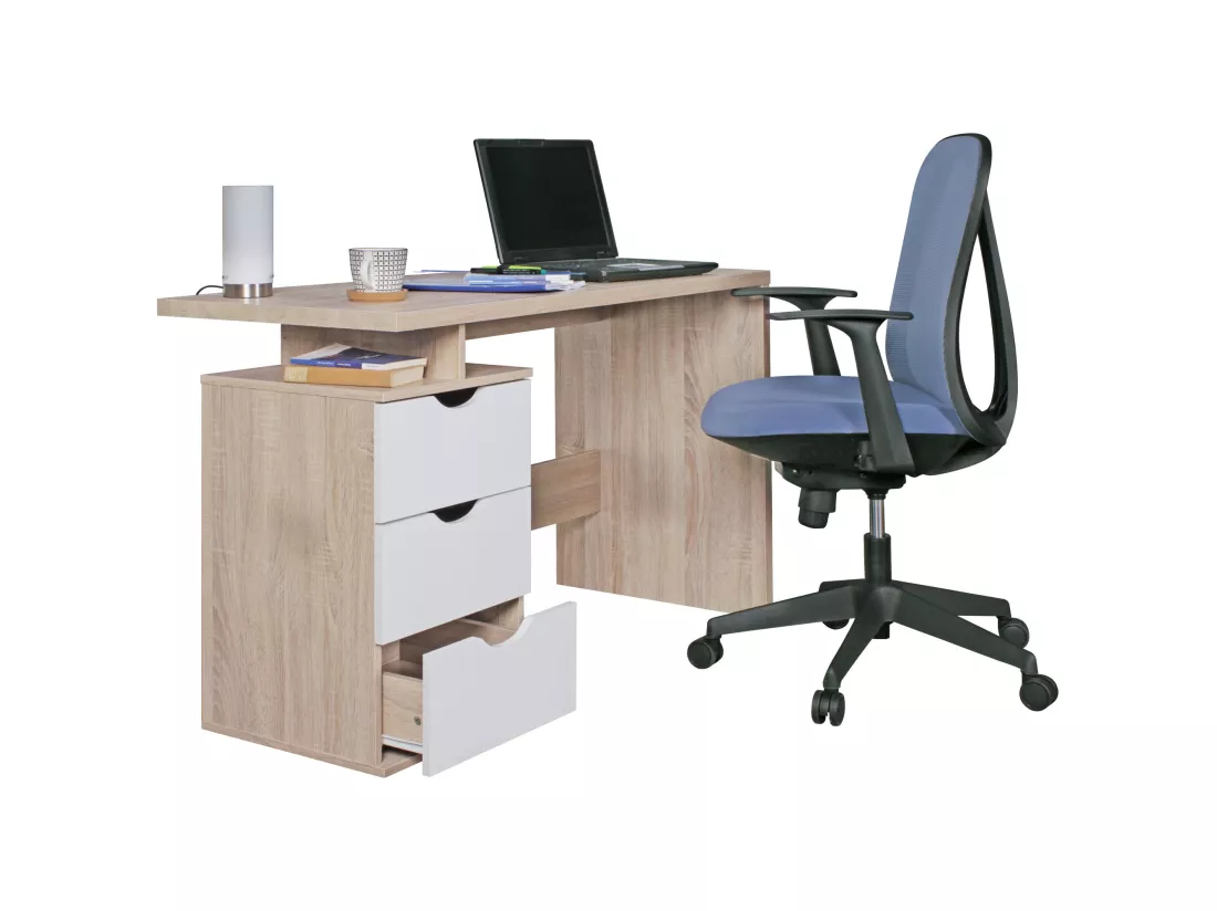 Table de bureau 120x76x53cm Table PC Table d'ordinateur Sonoma / Blanc