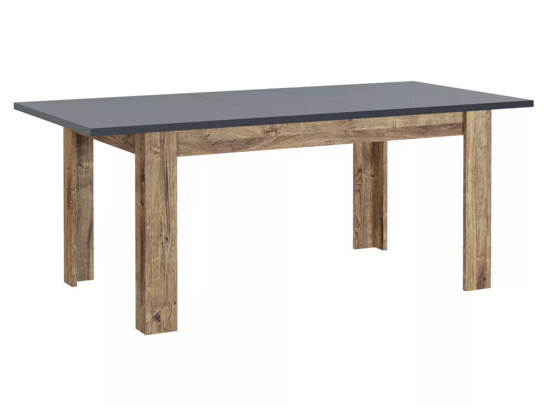 Table à manger, table de salon extensible coloris chêne, graphite - longueur 150-190 x profondeur 90 x Hauteur 76 cm