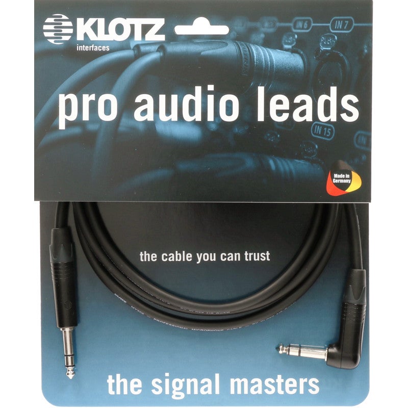 Klotz B4PA1-0750 audiokabel 2x 6.3mm jack TRS Neutrik haaks-recht 7.5m