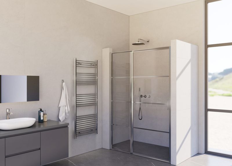 Designradiator Sofia 150x60cm chroom 728W zij aansluiting