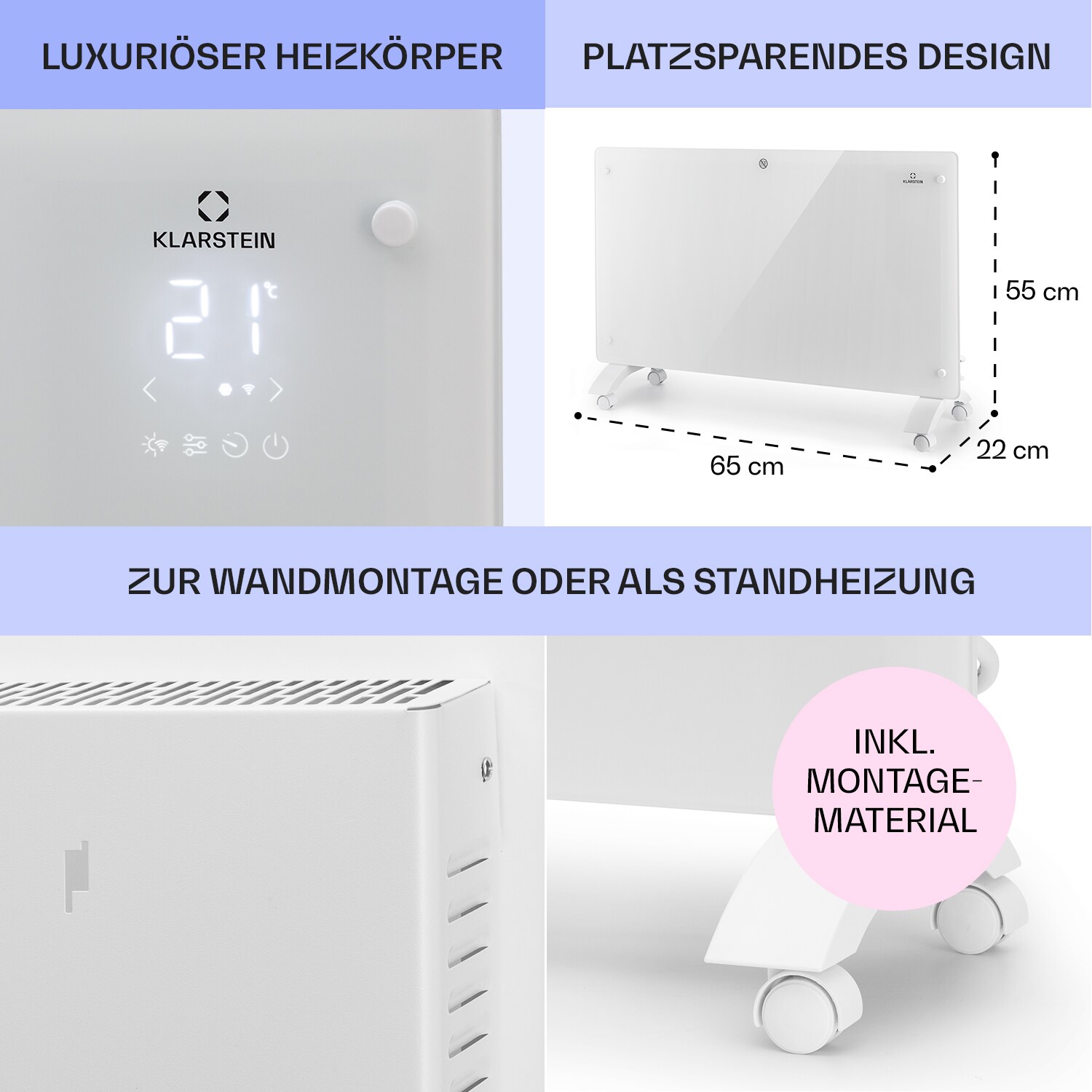 Bansin Crystal Smart Konvektions-Heizgerät 1500W 5 - 50 °C App-Steuerung Weiß 1500 W