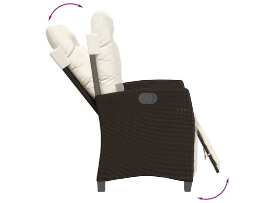 VIDAXL - Chaise inclinable de jardin repose-pied marron résine tress...