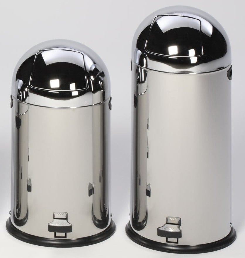 PROREGAL Classic Afvalverzamelaar met klep, binnenbak 40 liter, HxBxD 73 x 46,5 x 46,5 cm, roestvrij staal, zilver
