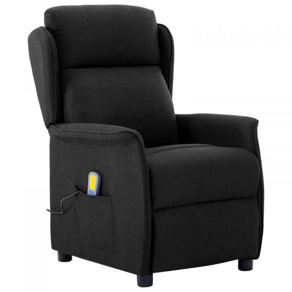 vidaXL Cadeira de Massagem Tecido Preto - 3815583297