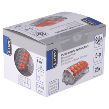Q-Link Lasklem 5-voudig 0,2-4mm2 Hersluitbaar 25 stuks
