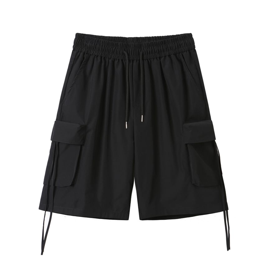 Obikan - Effen cargoshorts met trekkoordtaille