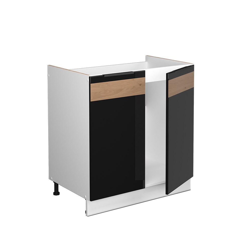 Vicco Spülenunterschrank Küchenschrank Küchenmöbel Fame-Line Weiß Schwarz Eiche 80 cm modern Hochglanz