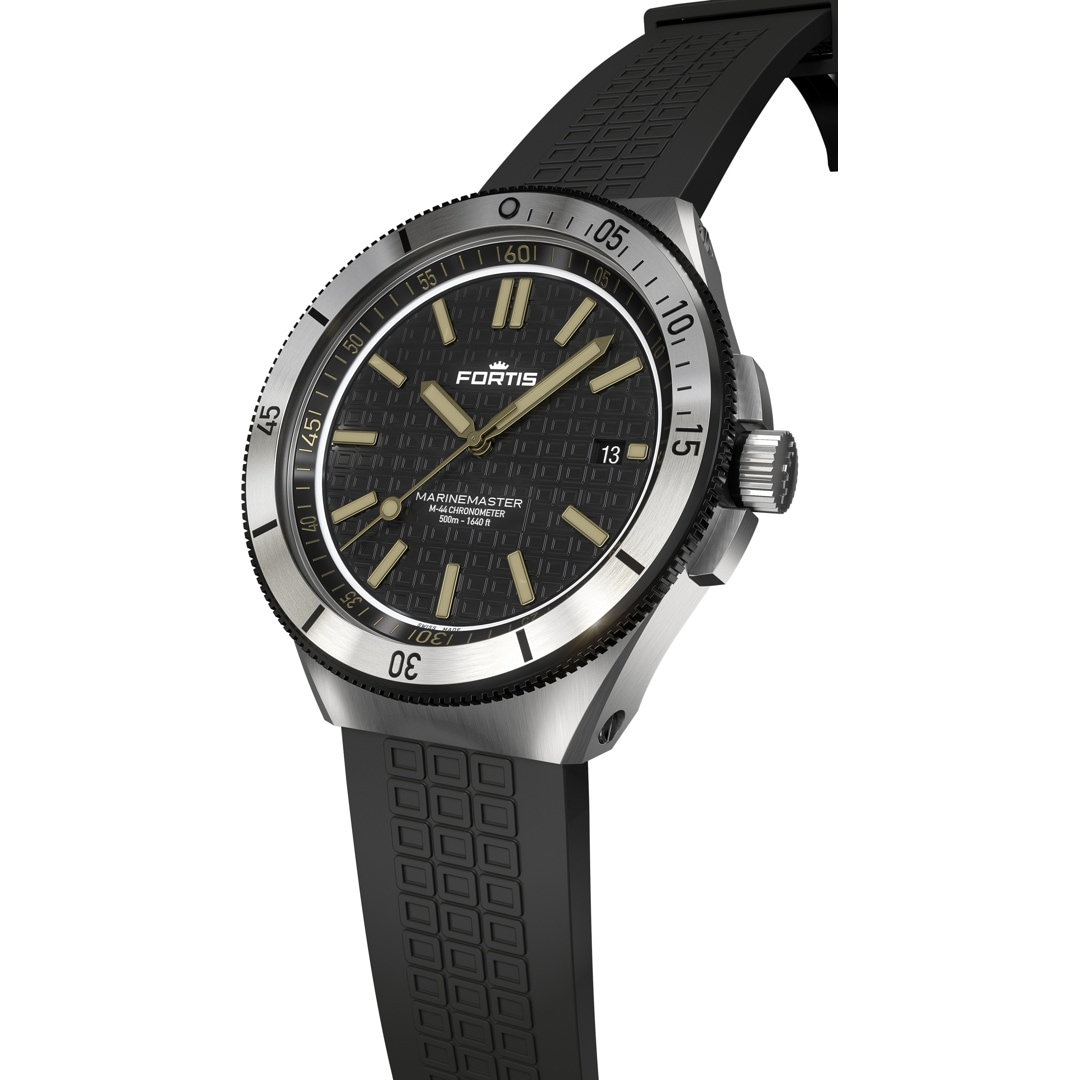 Fortis Marinemaster M-44 Chronometer Black Resin Horizon Strap