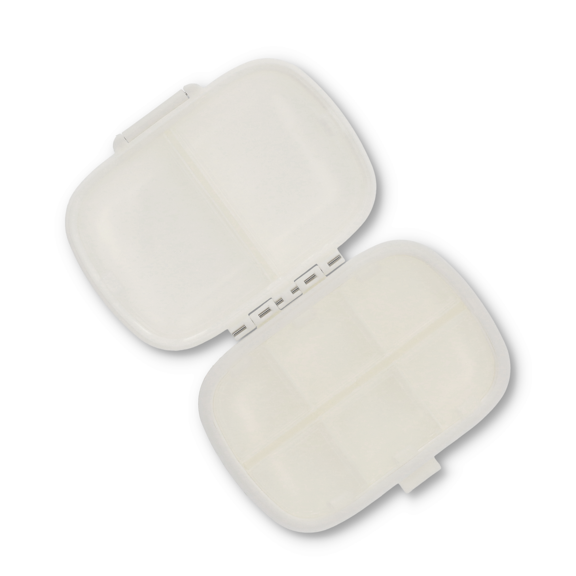 (11x8cm) Medikamenten Dosierer 8 Fächer Dosett Tablettenbox Supplements Pillendose Tablettenspender - Weiss