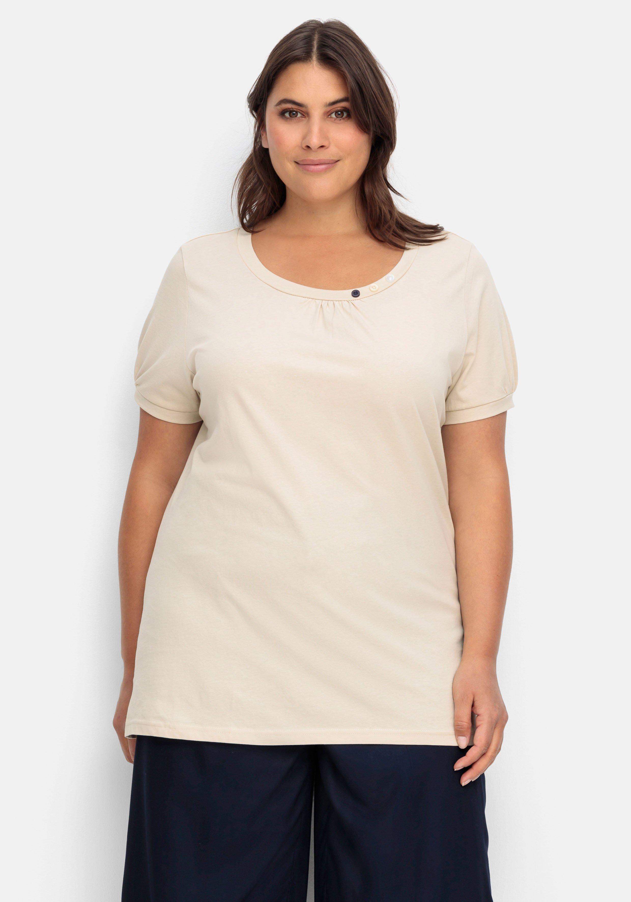 Longshirt mit Zierknöpfen am Ausschnitt