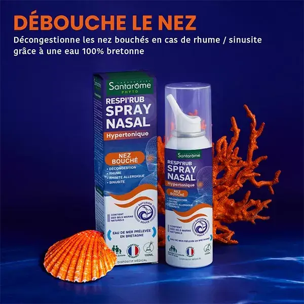Spray Nasal Descongestionante Orgânico Santarome para narizes entupidos 100 ml