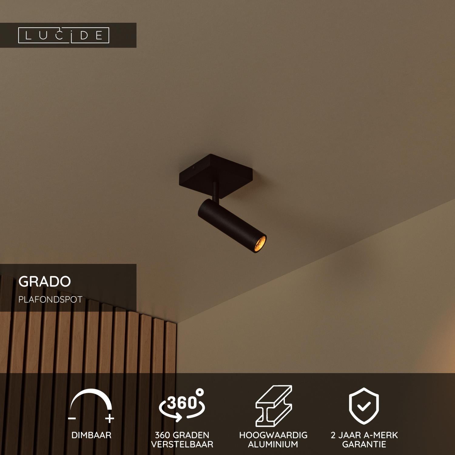 Lucide GRADO Plafondspot - Zwart
