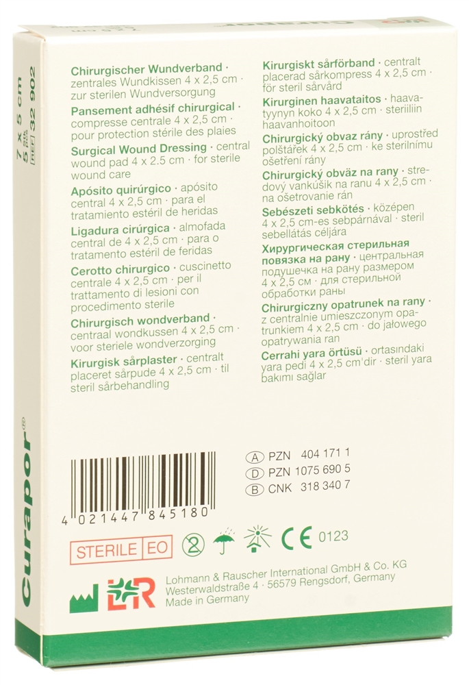 CURAPOR Chirurgisch Wundverband<br>5 Stück, 7x5cm, steril