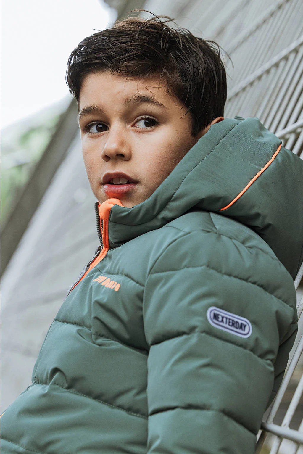 TYGO & vito gewatteerde winterjas Jix groen/oranje