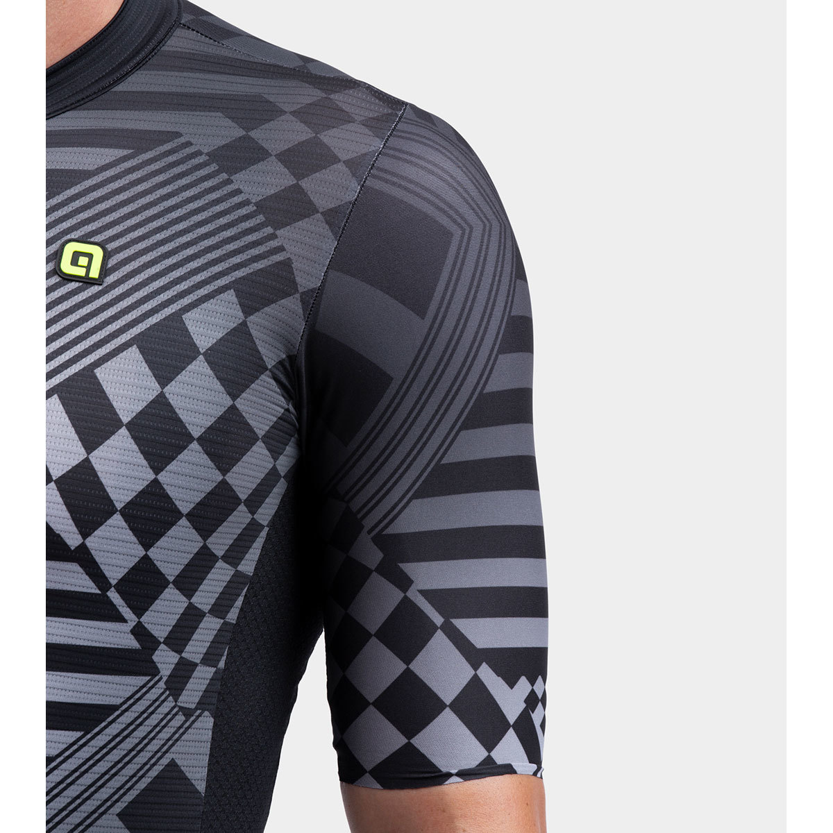 Ale PR-S Checker Fietsshirt Korte Mouwen Grijs Heren