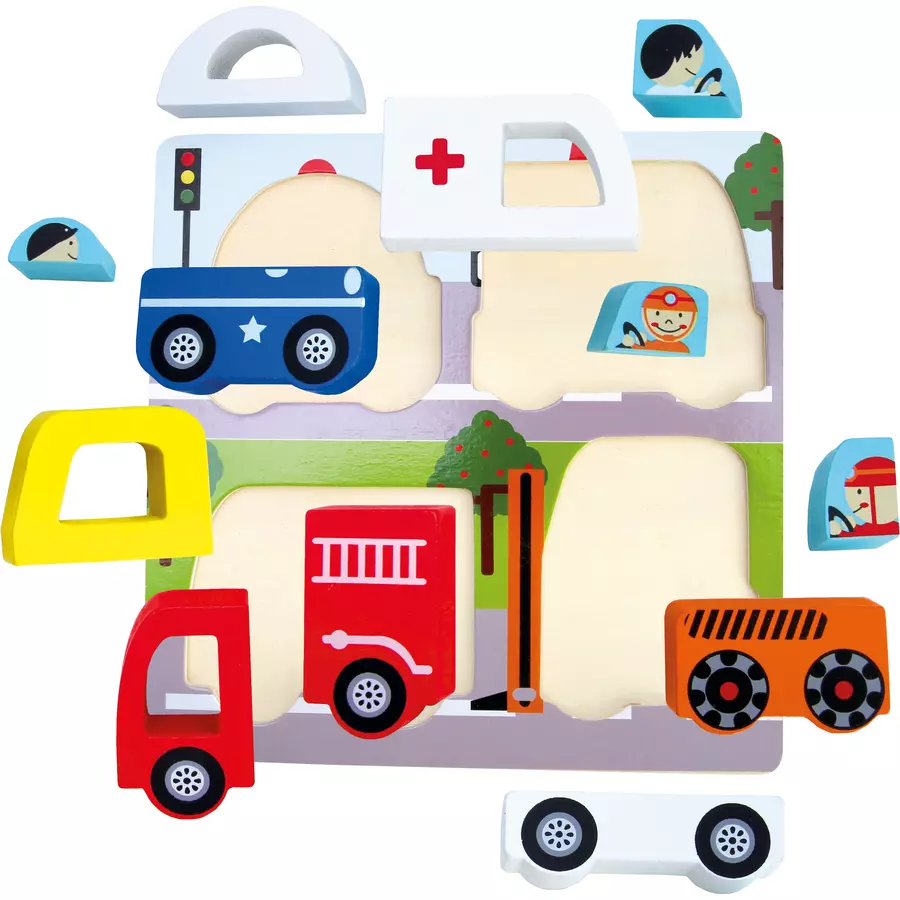 Bino 3D Puzzle Holz, Rettungsfahrzeuge