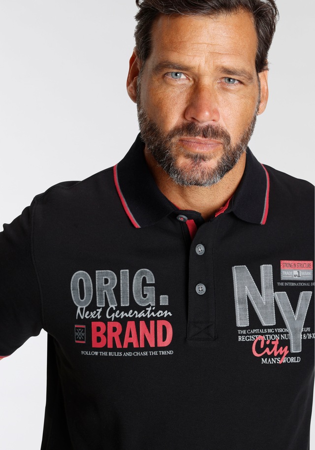 Man's World Poloshirt , Kurzarm,  mit stilvollem Print,  Polokragen