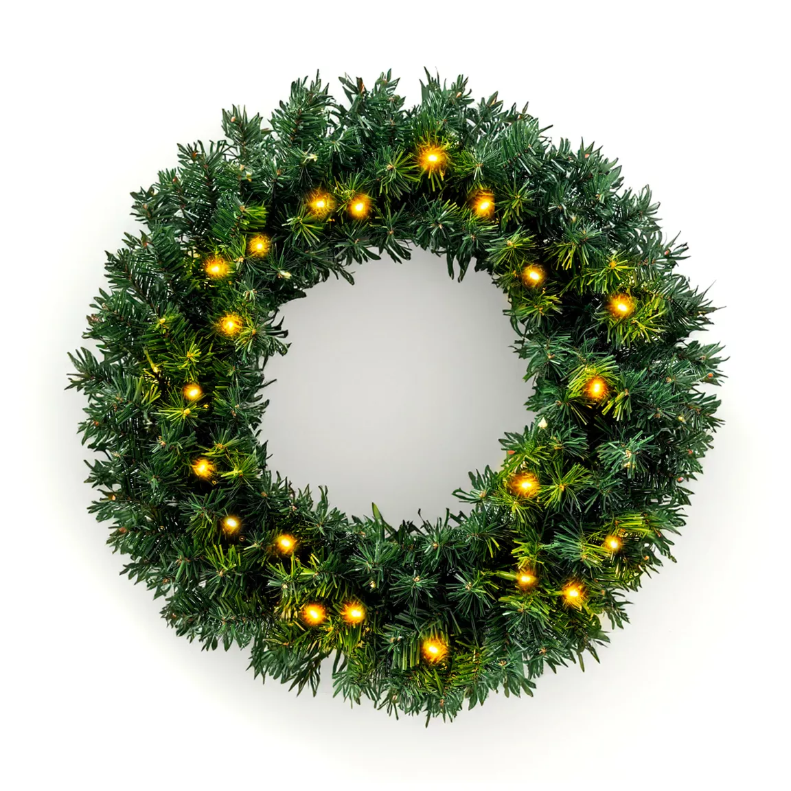 Couronne de Noël lumineuse (D60 cm) Royal Vert et blanc chaud
