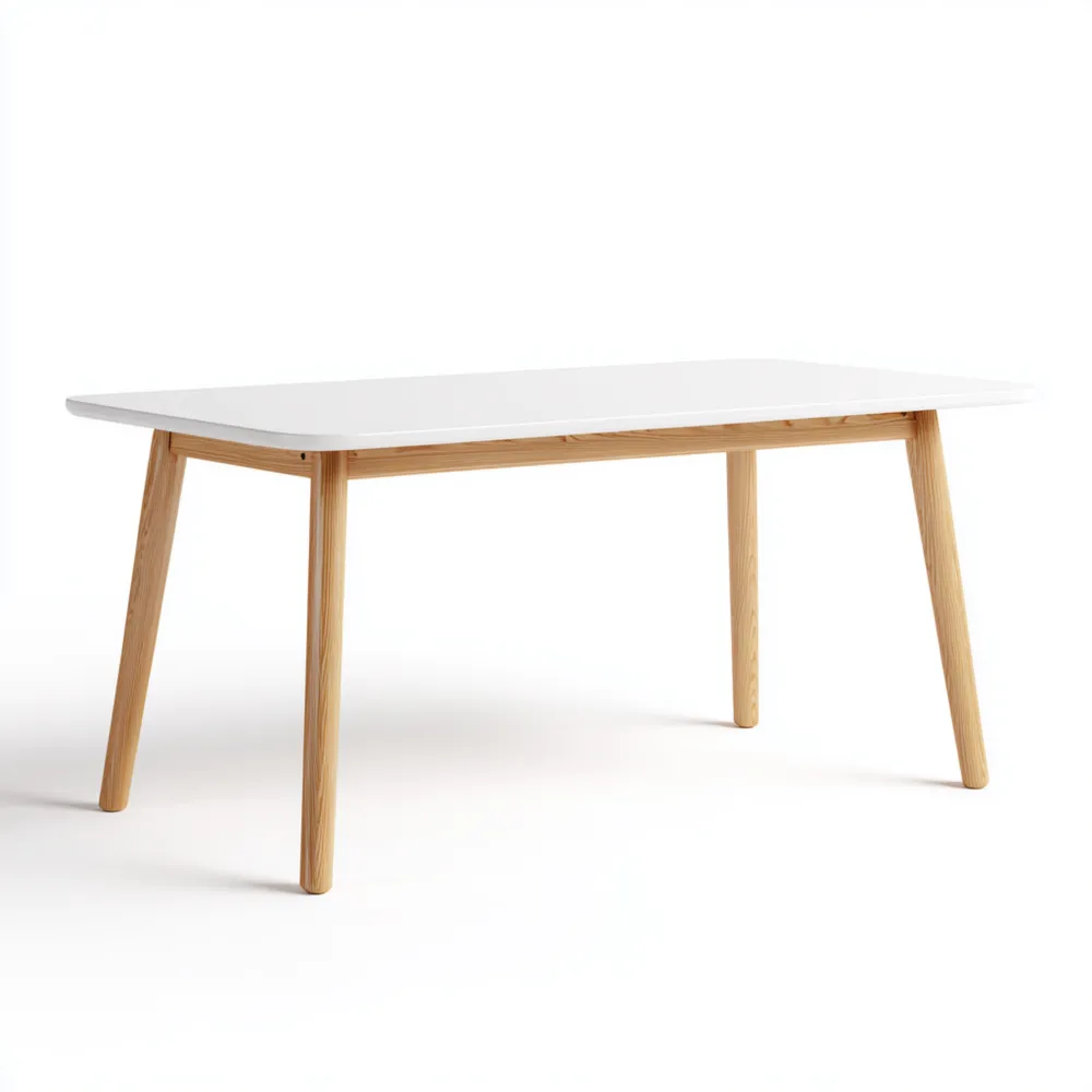 Esstisch 150x90x75 cm – Weiß/Naturholz – Skandinavisches Design