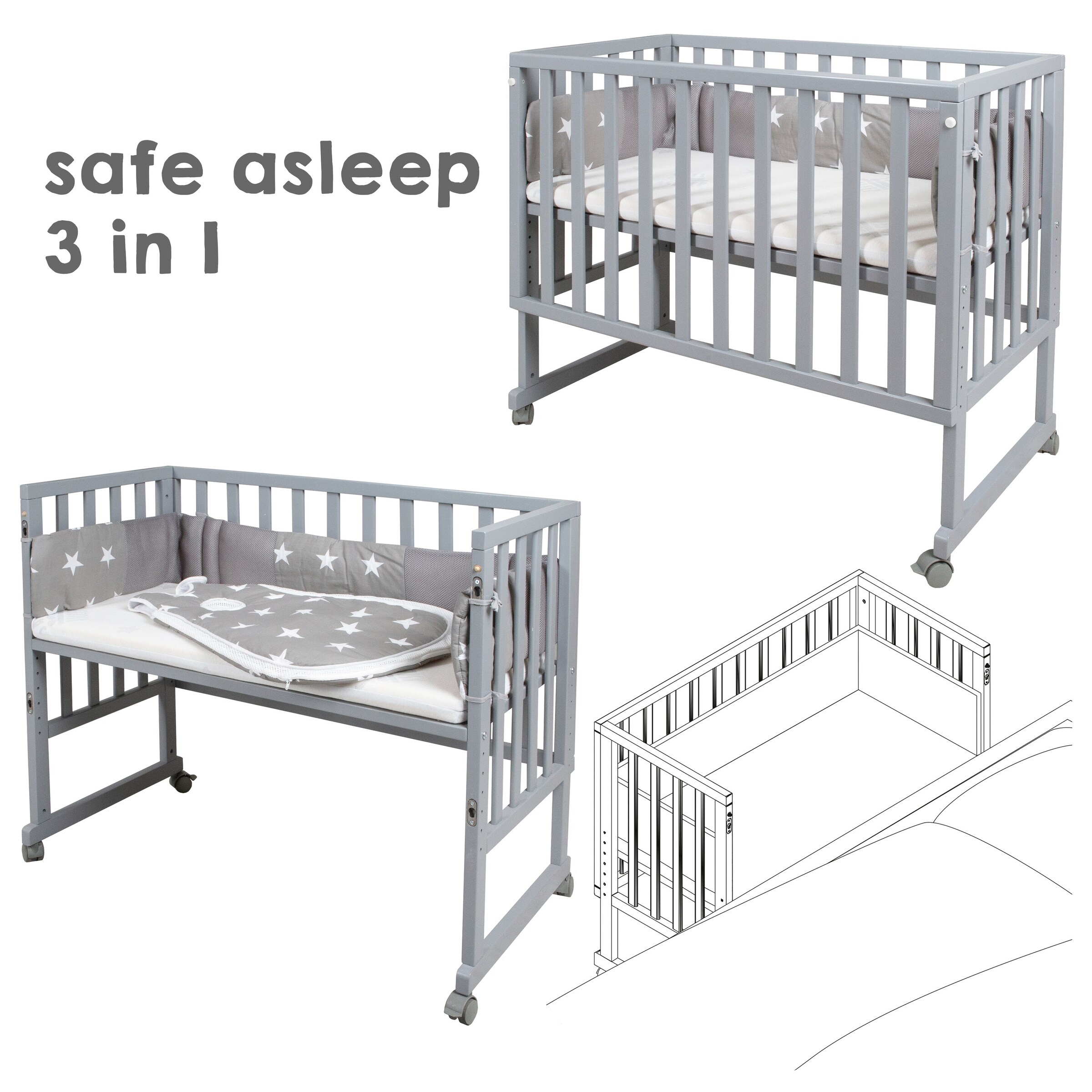 roba Stubenbett 3in1 Little Stars safe asleep®
