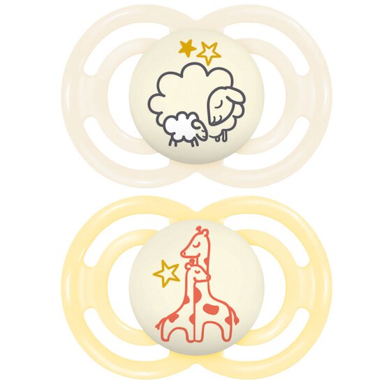 Lot de 2 Sucettes Perfect Nuit 18M+   Animaux Aléatoire        de               Mam