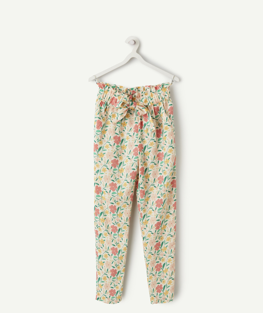 pantalon fluide fille en viscose responsable avec imprimé à fleurs