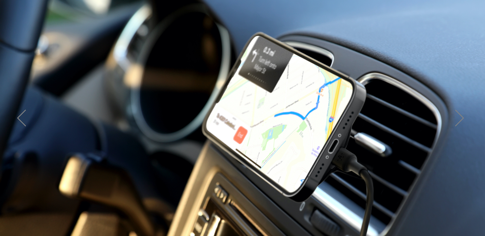 (10W) BoostCharge MagSafe Qi Auto KFZ Halterung für Lüftungsgitter Wireless Fast Charging Ladestation (WIC004BTBK-NC) - Schwarz