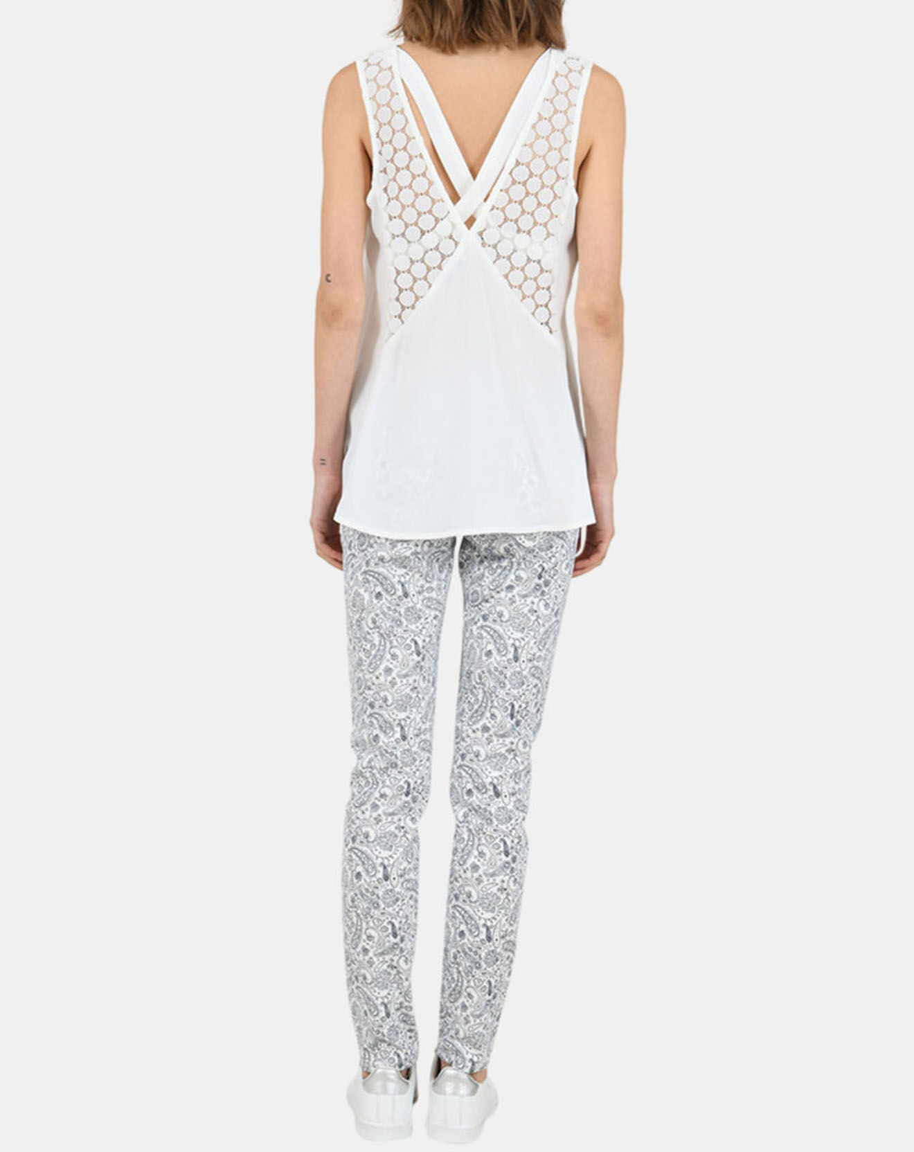 Molly Bracken Top fluide brodé blanc