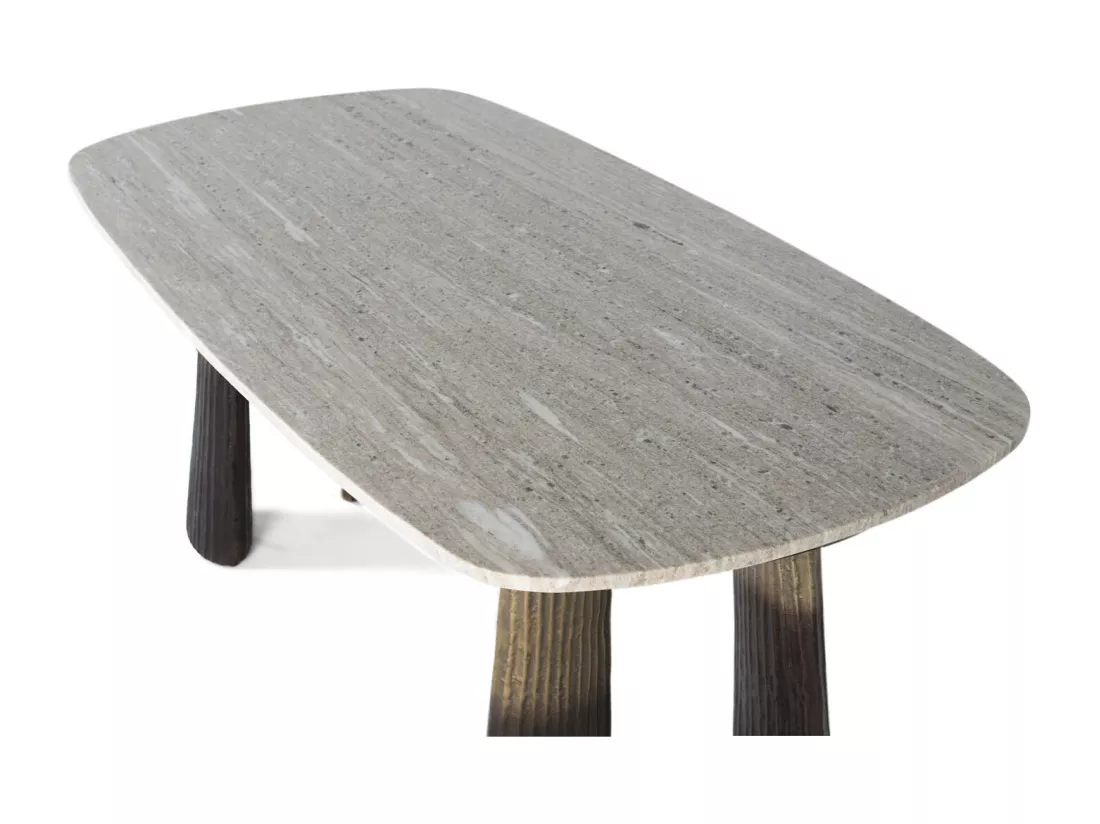 Table à manger avec plateau ovale en marbre 180 cm