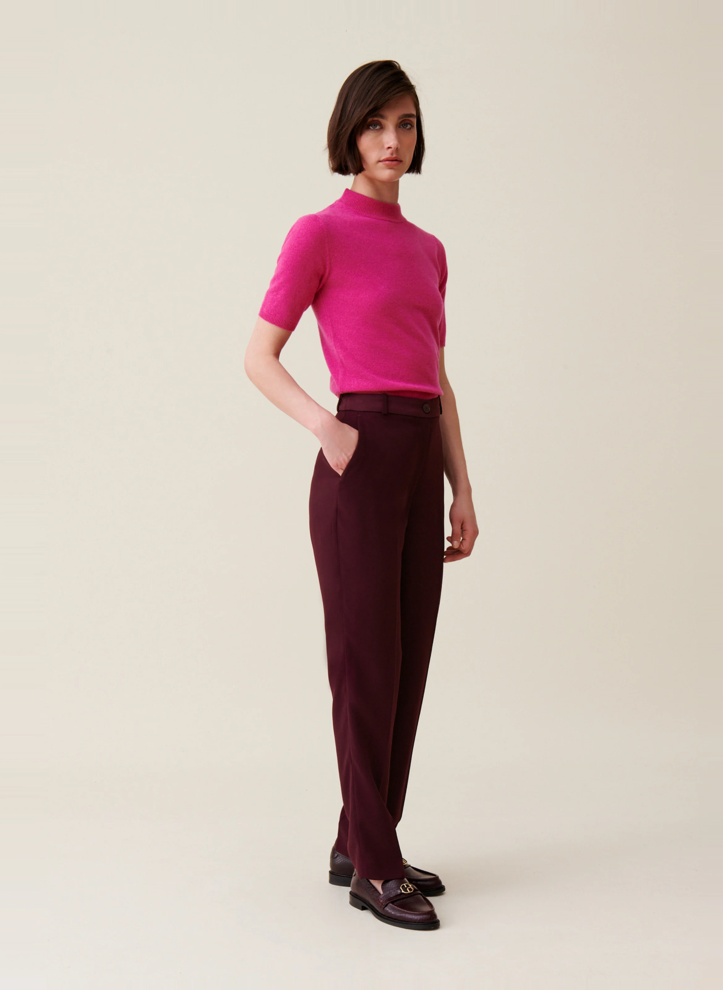 Pantalon droit à plis | Rouge