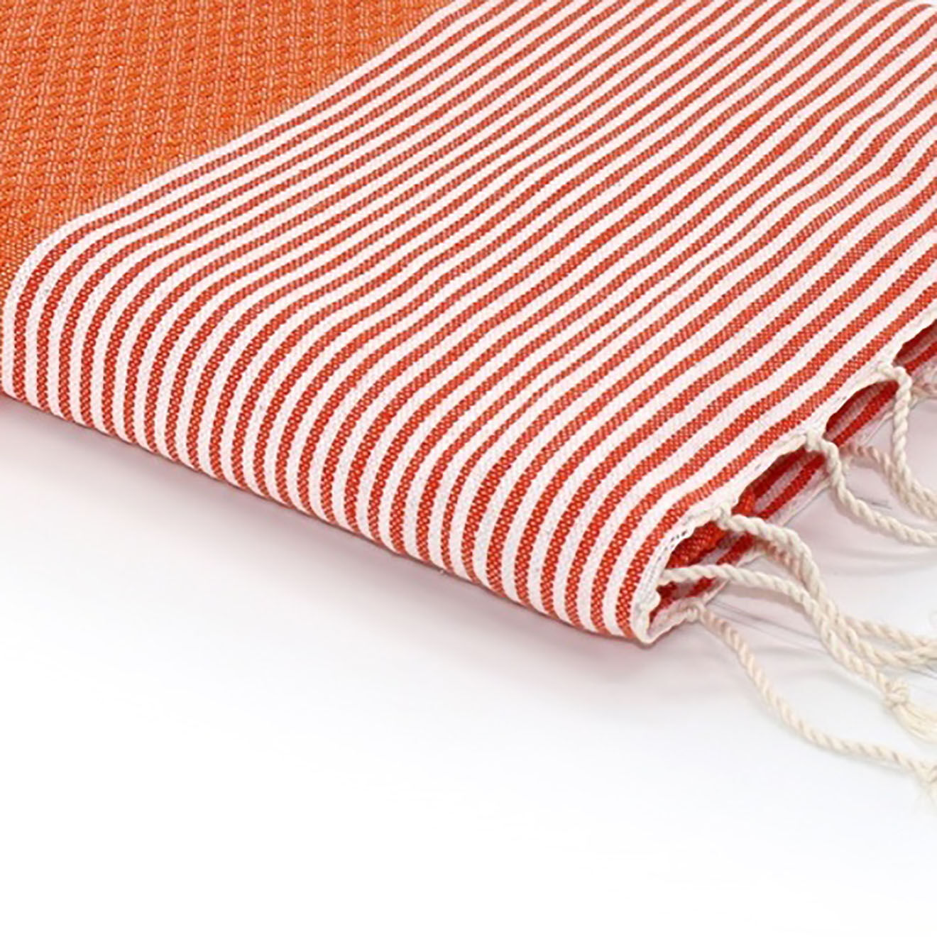 Febronie Fouta Nid d'Abeille Ibiza orange/blanc - 100x200 cm