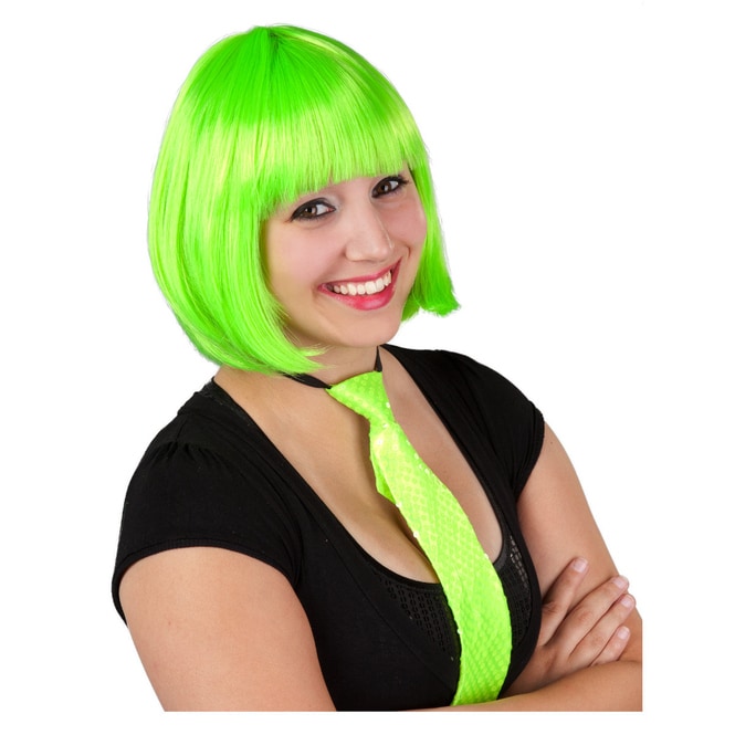 Perücke für Erwachsene - Neongrüner Bob