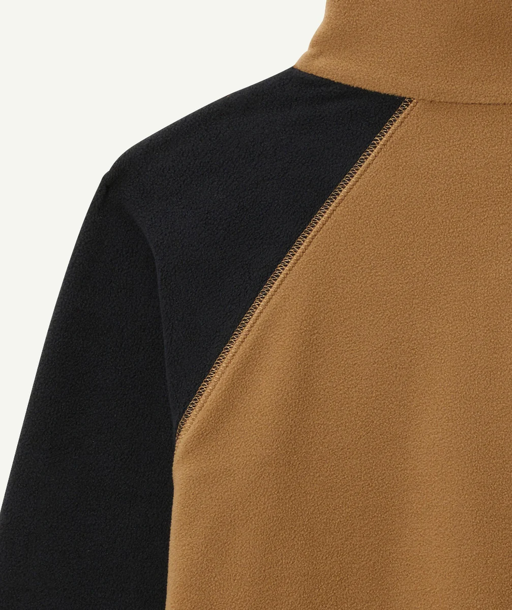COLUMBIAPULL GARÇON EN POLAIRE À DEMI-ZIP GLACIAL CAMEL ET NOIR