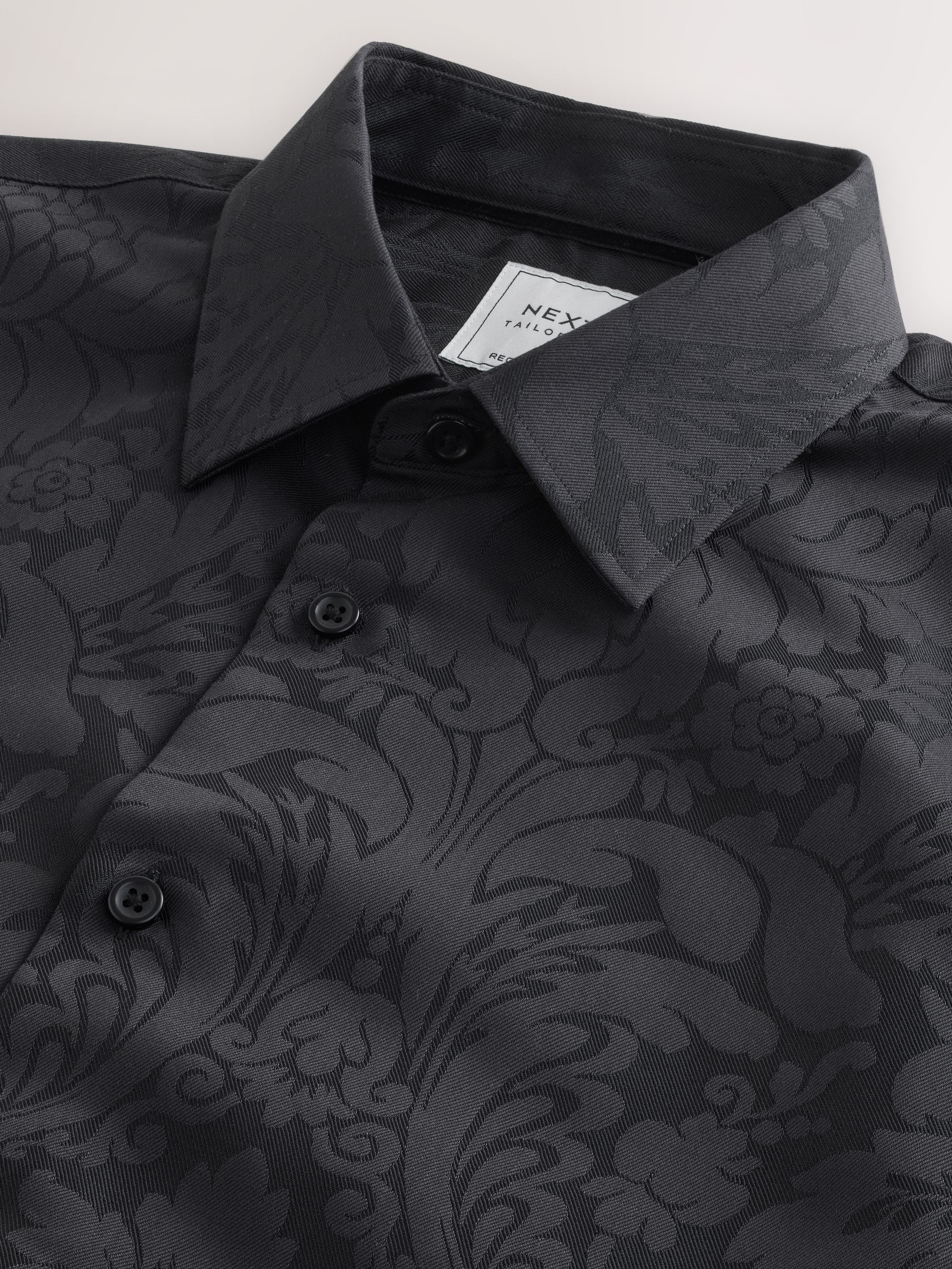 Zwart bloemenprint - Geometric Print Long Sleeve Smart Shirt