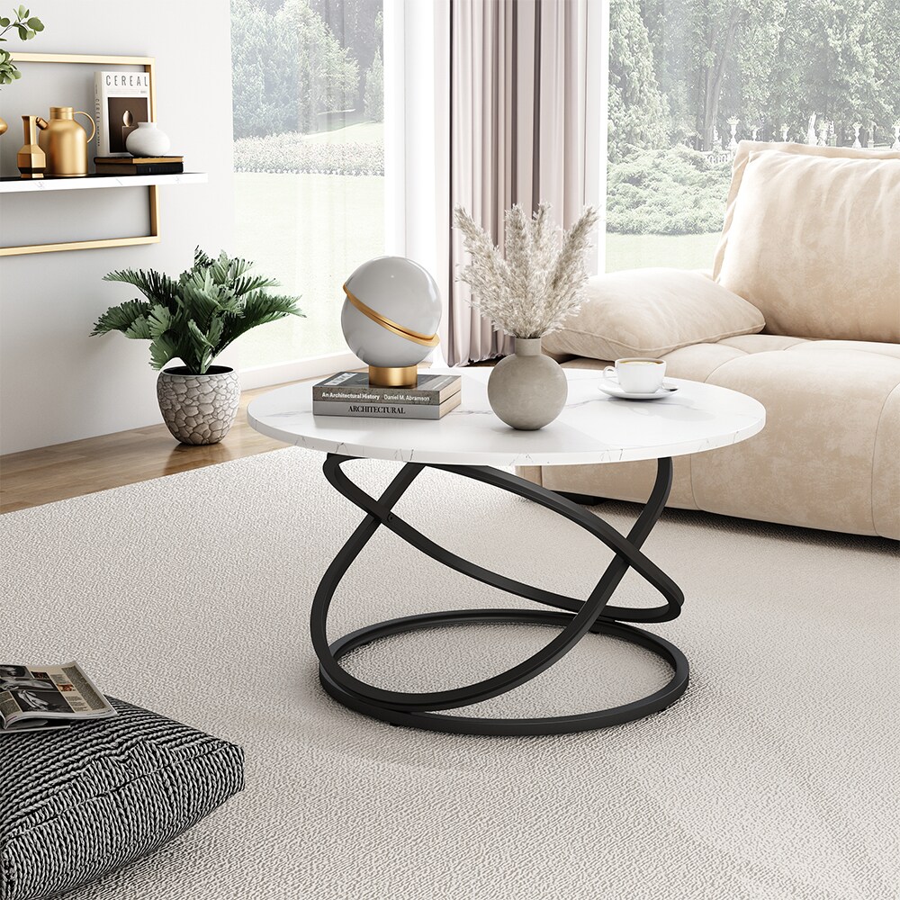 Vicco Couchtisch Calgary Weiß Marmor-Optik 80 x 46 cm Wohnzimmertisch