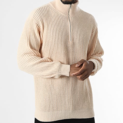 Pull Col Zippé Orange Clair