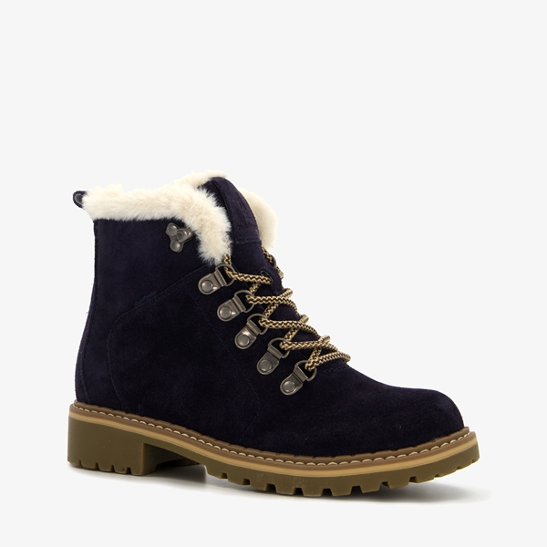 Hush Puppies suède dames veterboots blauw