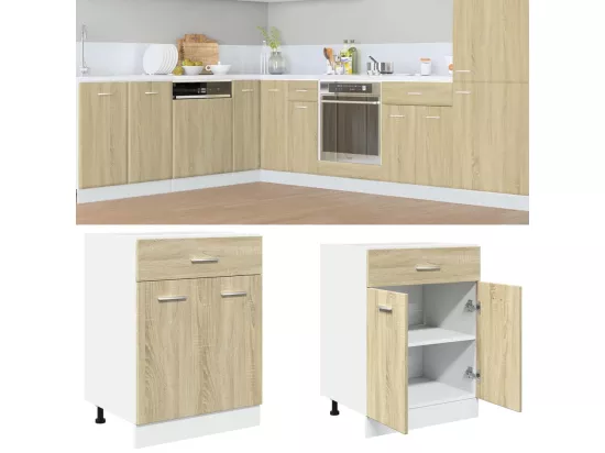 Armoire de plancher tiroir Chêne sonoma 60x46x81,5 cm Aggloméré