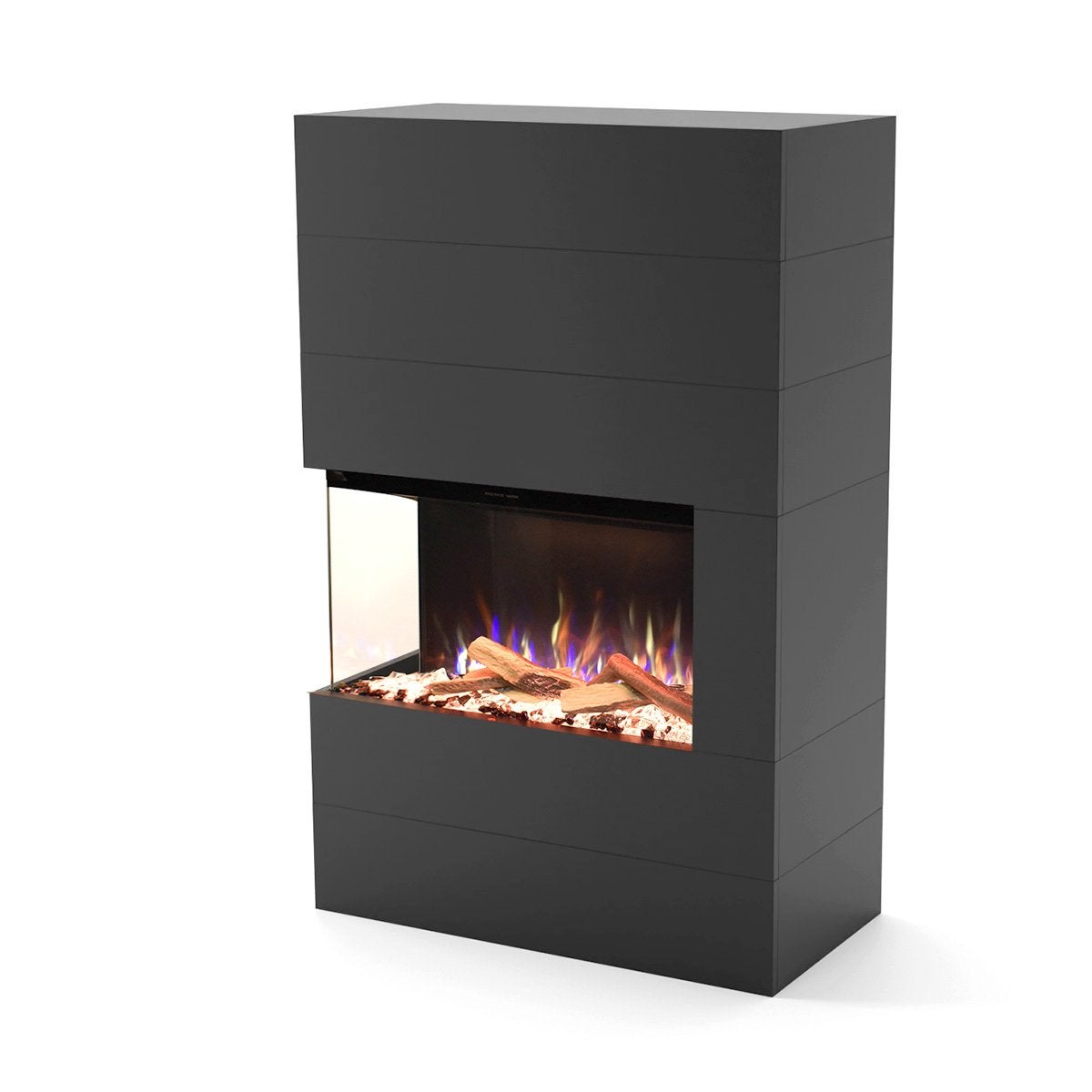 Glow Fire 'Portia' elektrische haard, linksdraaiend | LED vrijstaande haard in grijs met verwarming (1500 W) | HxBxD: 140x90x45 cm