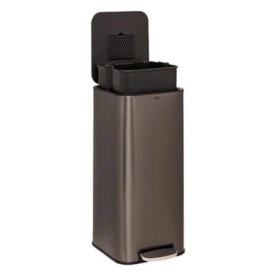 5Five Prullenbak/pedaalemmer - titanium - metaal - 30 liter