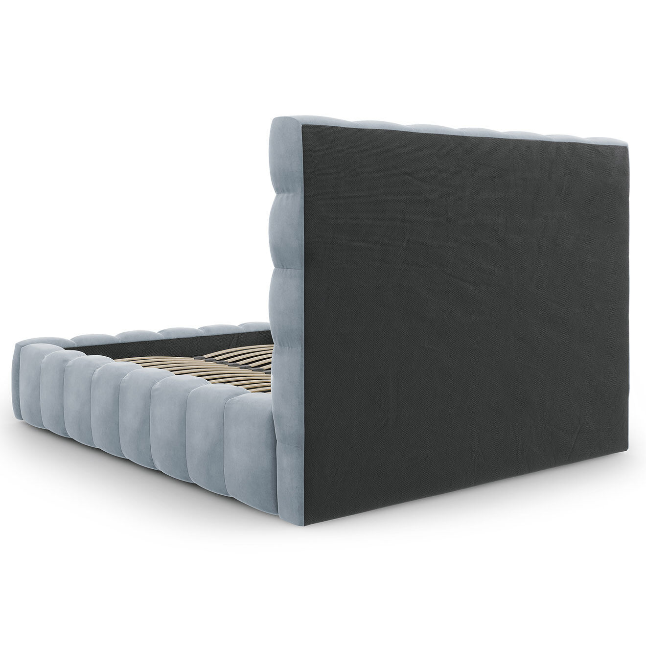 Cosmopolitan Design Lit avec coffre de rangement Bali Velours bleu clair - 140x200 cm